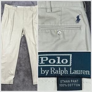 Vintage Polo by Ralph Lauren Ethan Pants Chino Men's 38x30 Pleated Khaki Trouser